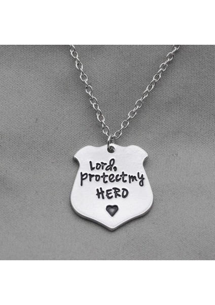 Lord Protect My Hero Alıntı Damgalı Polis Rozeti Charm Polis Memuru Kahraman Polis Eşi Kolye (Yurt Dışından) modelleri