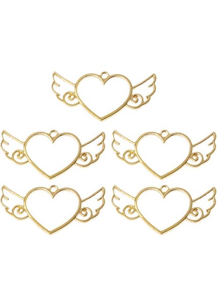 Çiçek Kalp Kanatları Boş Çerçeve Açık Çerçeve Ayarı Uv Reçine Takı Kolye (Yurt Dışından)