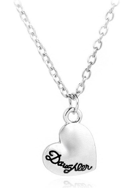 Yeni Takı Anne Kızı Kalp Charm Gümüş Oymak Kolye (Yurt Dışından)