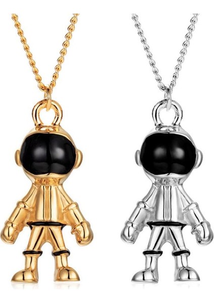 Unisex Klavikula Uzay Robotu Astronot Şık Kazak Zincir Takı Kolye (Yurt Dışından)