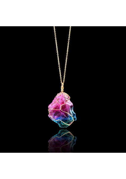 Trendy Doğal Gökkuşağı Taş Kristal Kaya Kolye (Yurt Dışından) fırsatları