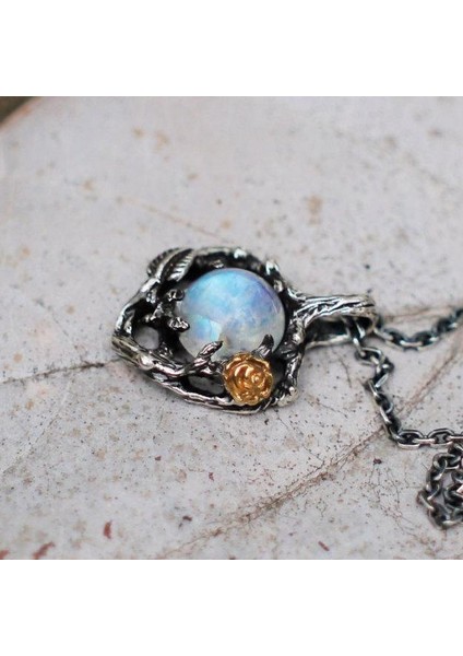 Renkli Yapay Elmas Yapraklar Dallar Gül Tasarım Vintage Ziyafet Takı Kolye (Yurt Dışından)