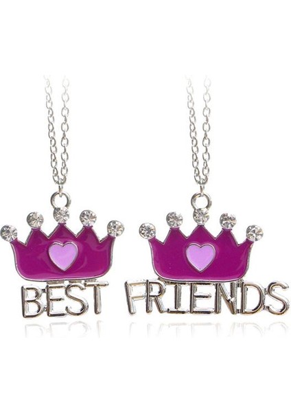 Best Friend Mor Taç 2 Kız Arkadaşlar Bff Takı Çocuklar Için 2 Adet / Se Kolye (Yurt Dışından)