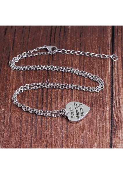 Moda Kadın Mektup Alıntı Ev Kalbinizin Isquot Olduğu Yerdir Kalp Şeklinde Neckl Kolye (Yurt Dışından)