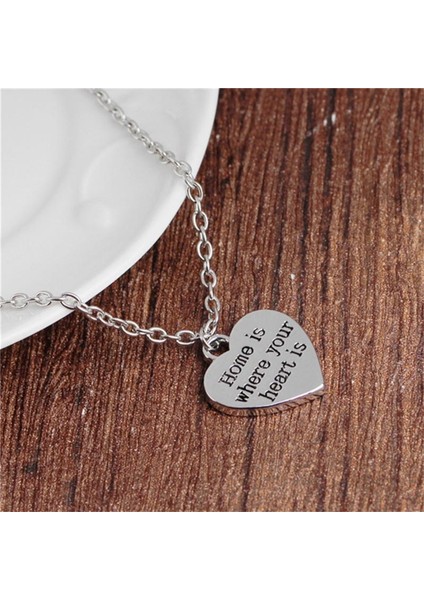 Moda Kadın Mektup Alıntı Ev Kalbinizin Isquot Olduğu Yerdir Kalp Şeklinde Neckl Kolye (Yurt Dışından) modelleri