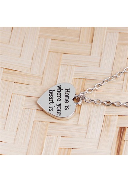 Moda Kadın Mektup Alıntı Ev Kalbinizin Isquot Olduğu Yerdir Kalp Şeklinde Neckl Kolye (Yurt Dışından) fırsatları