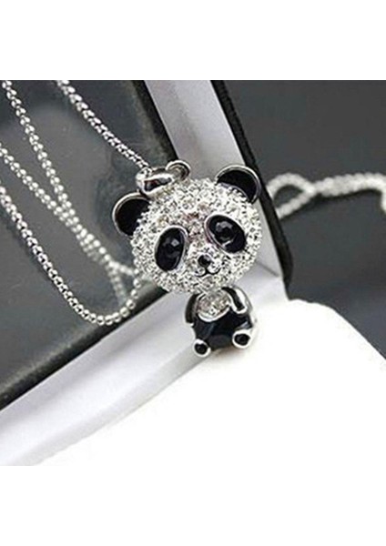 Kadın Moda Vintage Yapay Elmas Sevimli Panda Şekli Zinciri Kolye (Yurt Dışından)