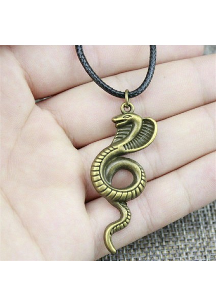 Wyısywg 1 Adet Deri Zincir Gerdanlık Yaka El Yapımı Erkekler Kobra 49X19MM Kolye (Yurt Dışından)