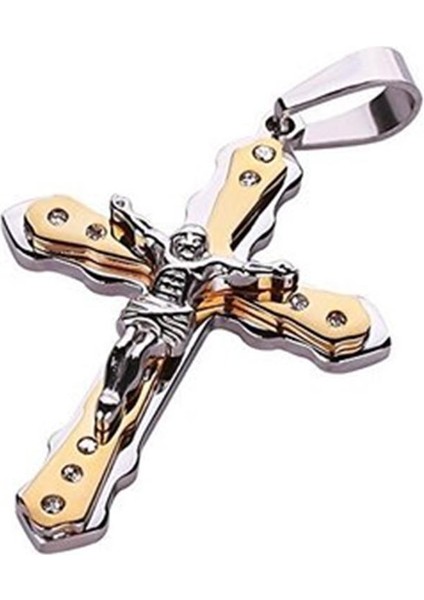 Ler Link Zinciri Moda Paslanmaz Çelik Christian Cross Kolye (Yurt Dışından)