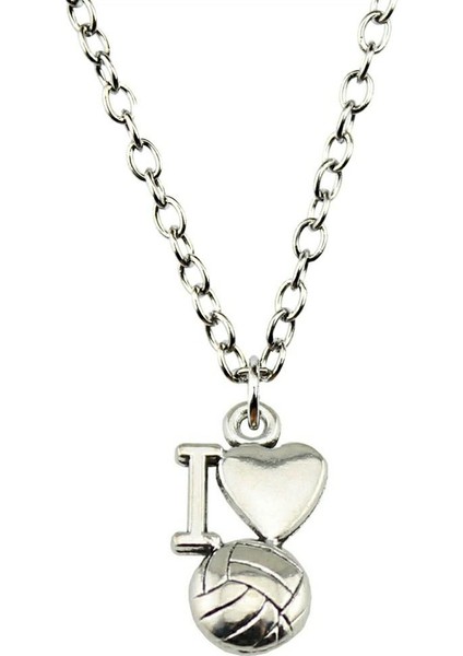 Wyısywg 1 Adet Metal Zincir Vintage El Yapımı Ben Kalp Voleybol 16X9MM Kolye (Yurt Dışından)