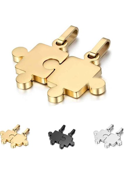 Sevgililer Yapboz Şekilli Titanyum Çelik Unisex Için Kolye (Yurt Dışından)