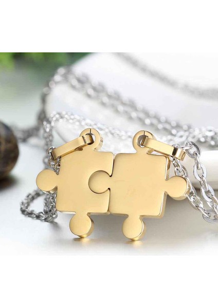 Sevgililer Yapboz Şekilli Titanyum Çelik Unisex Için Kolye (Yurt Dışından) fırsatları