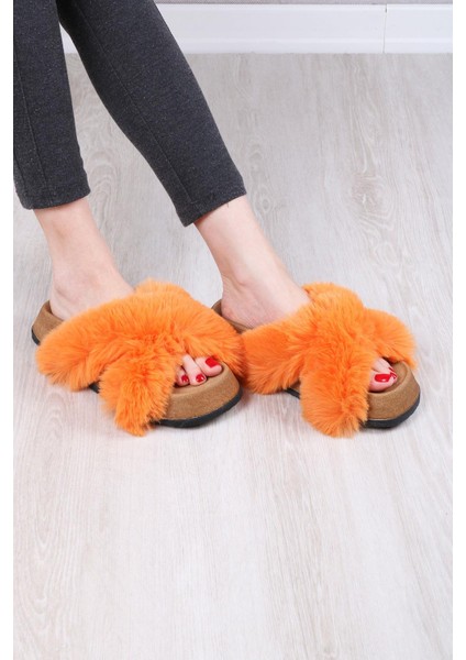 Kadın Günlük Çapraz Peluş Terlik TS1132