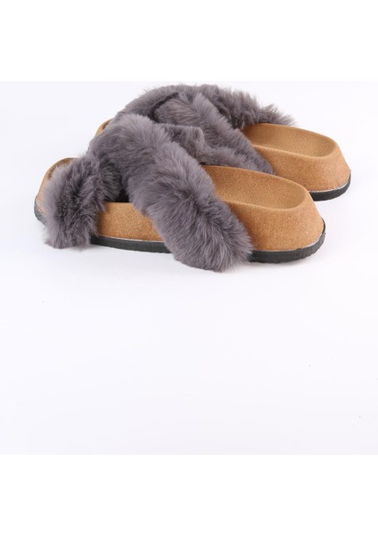 Kadın Günlük Çapraz Peluş Terlik TS1132