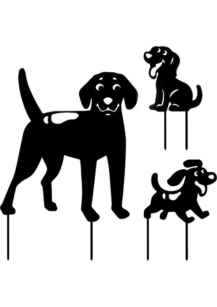 Köpek Siluetleri Çim Açık Kapalı Dekor Için Aksesuar Süsler (Yurt Dışından)