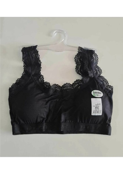 Kadın Pamuklu Dantelli Içi Pedli Toparlayıcı Toplayıcı Büyük Beden Ribana Kalın Askılı Sütyen