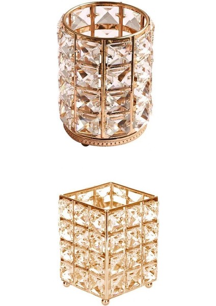 2x Kristal Makyaj Fırçası Tutucu Kalem Koleksiyonu Organizatör Ev Altın (Yurt Dışından)