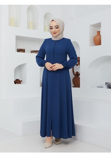 Yazlık Mevlana Model Belden Oturtmalı Kolu Lastikli Kloş Boydan Fereca Pardesü