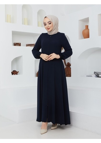 Yazlık Mevlana Model Belden Oturtmalı Kolu Lastikli Kloş Boydan Fereca Pardesü