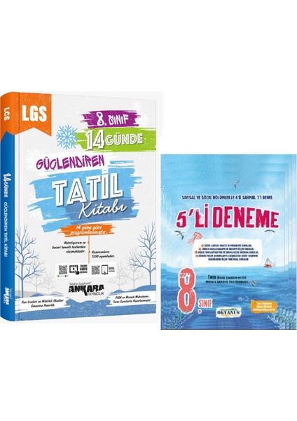 8.Sınıf LGS 14 Günde Güçlendiren Tatil Kitabı + Okyanus 5 Li Paket Deneme