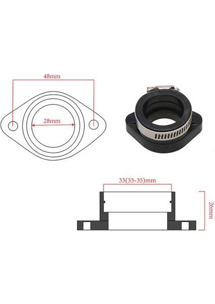 Kauçuk Motosiklet Karbüratör Adaptörü 48MM Siyah Pe 26 28 30 Kir Bisiklet (Yurt Dışından)