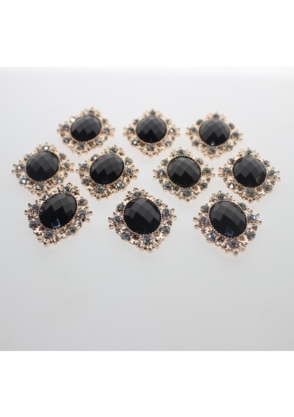 10X Rhinestone Cabochons Düz Sırt Sızıntıları Düğün/telefon/dikiş Dekoru Siyah 30X25MM (Yurt Dışından)