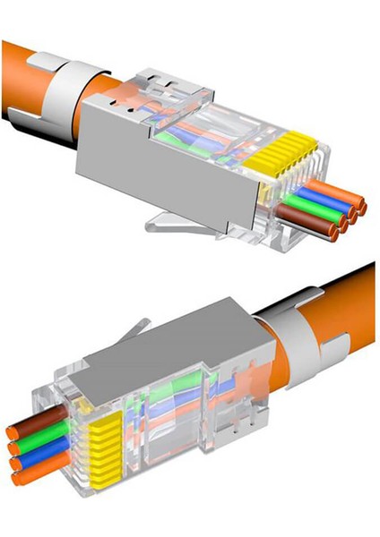 Cat7 CAT6A Ez Yeni Nesil RJ45 Ftp Delikli Metal Jak Konnektör - 100 Adet