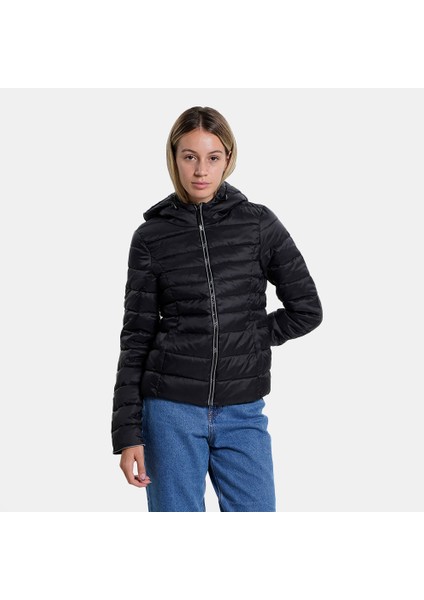 Bayan Desenli Kapüşonlu Puffer Mont 15199408