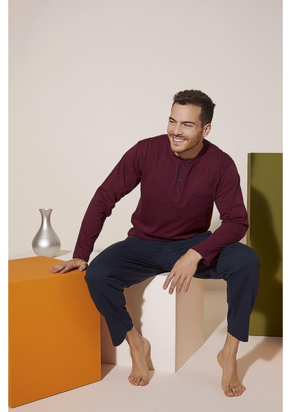 9210 Erkek Midi Yaka Pijama Takım