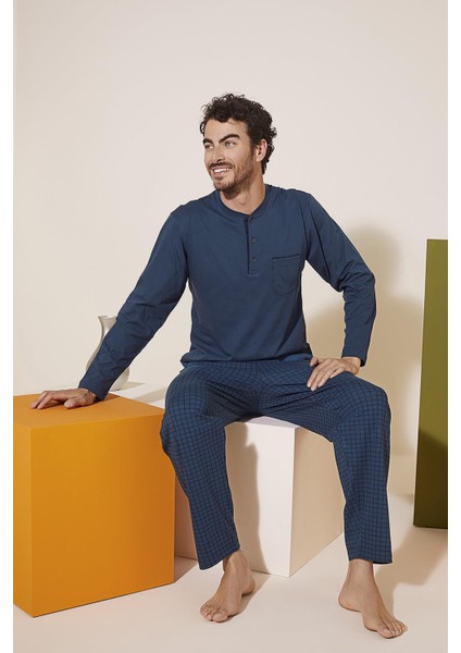9230 Erkek Midi Yaka Pijama Takım