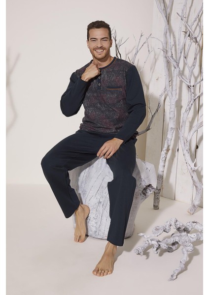 8026 Erkek Yaka Reçme Pijama Takım