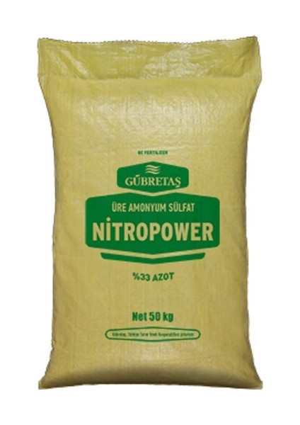 Nitropower Bitki Besini Üre Amonyum Sulfat Demir Suda Çözünür Kükürt %33 Azot Gübresi 50 kg