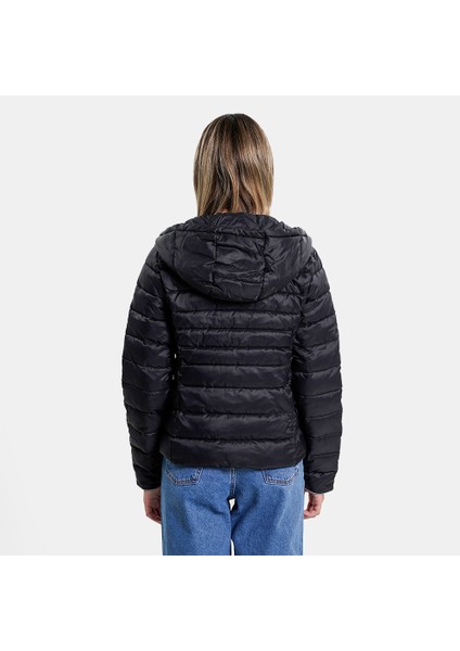 Bayan Desenli Kapüşonlu Puffer Mont 15199408