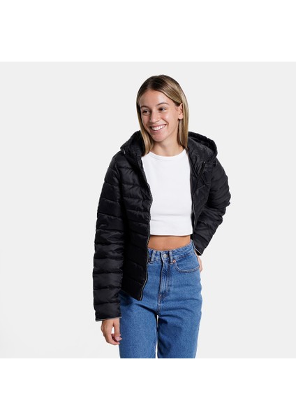 Bayan Desenli Kapüşonlu Puffer Mont 15199408