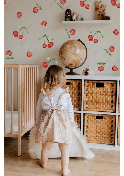 Sevimli Kirazlar Sticker Seti - Çocuk Bebek Odası Cam Duvar Dolap Kiraz Stickerı fiyatları