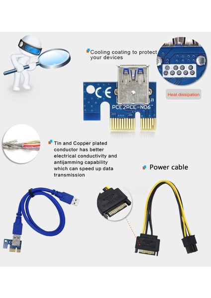 VER008C - Madenci Için Yükseltici Kartı 6 Pin Adaptörü (Yurt Dışından)