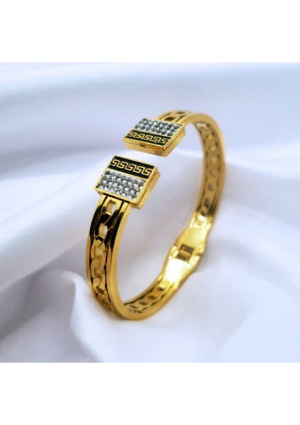 Gold Tasarım Elmas Dekorlu Orijinal Çelik Bileklik modelleri