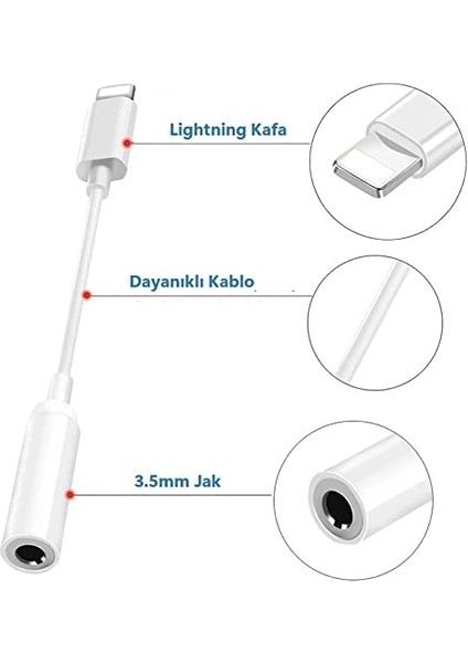 iPhone 14/13/12/11 Serisi Için Lightning To 3.5mm Jack Kulaklık Dönüştürücü Adaptörü Bluettoh Bağlantılı