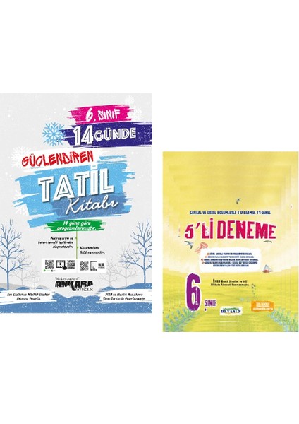 6.Sınıf 14 Günde Güçlendiren Tatil Kitabı + Okyanus 5 Li Paket Deneme