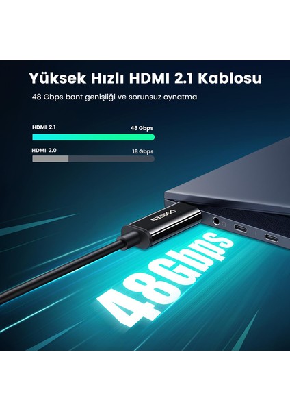 8k 60Hz 4K 120Hz HDMI 2.1 Fiber Optik Görüntü Aktarma Kablosu 20 Metre modelleri