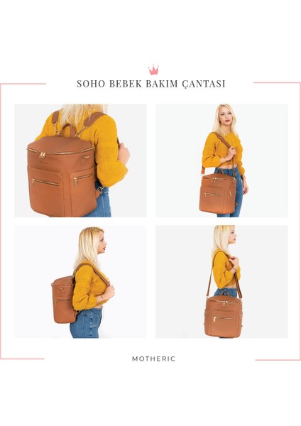 Soho Deri Bebek Bakım Çantası Taba