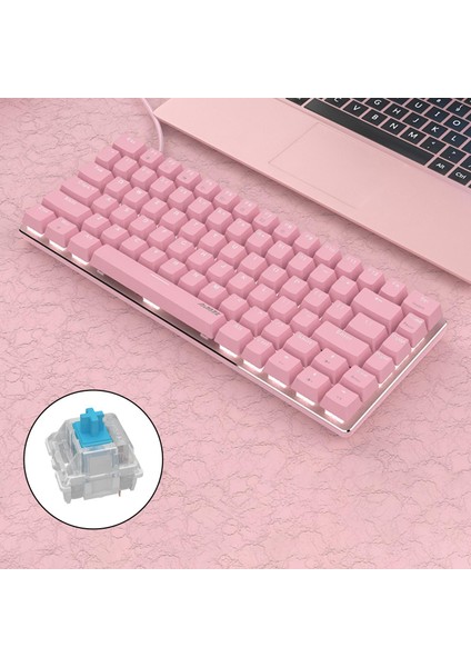 Pembe Oyun Kablolu Klavye 82 Tuşlar Masaüstü Gamer Için Mini Compact - B (Yurt Dışından)