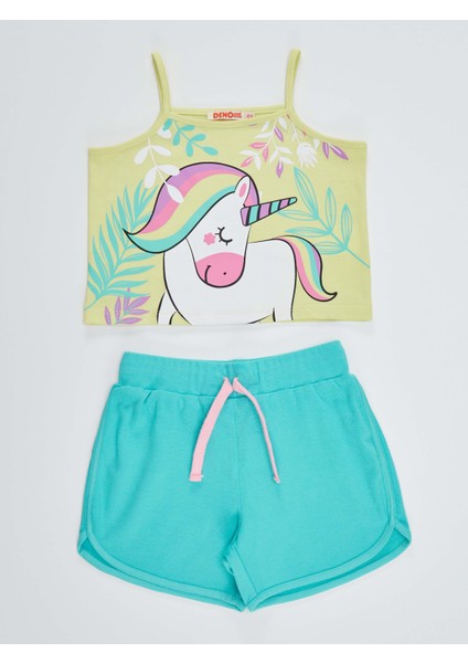 Ormanda Unicorn Kız Çocuk T-Shirt Şort Takım