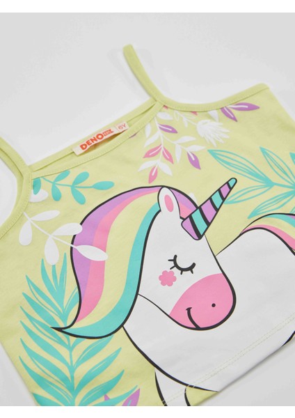Ormanda Unicorn Kız Çocuk T-Shirt Şort Takım