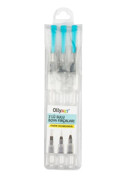 Doldurulabilir Sulu Boya Fırçalar Seti 3lü (Ollyart)