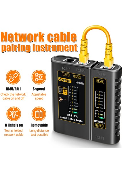 Ağ Test Cihazı Ağ Test Aracı Ethernet Siyahı Için RJ45RJ11 M469D (Yurt Dışından)