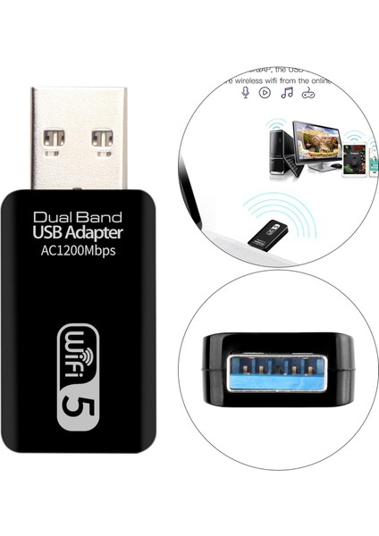 USB Wifi Alıcı Çift Bant 1200 Mbps Kablosuz Ağ Kartı (Yurt Dışından)