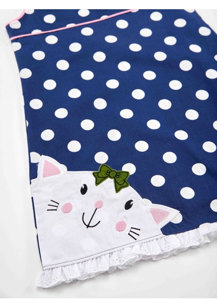 Tombiş Kedi Kız Çocuk Poplin Elbise