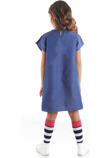 Üç Arkadaş Dokuma Kız Çocuk Mavi Elbise fiyatları
