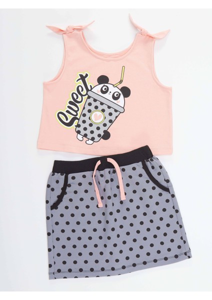 Panda Milkshake Kız Çocuk T-shirt Etek Takım